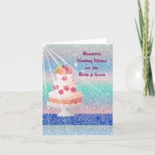 Wedding Card for Bride & Groom with Cake