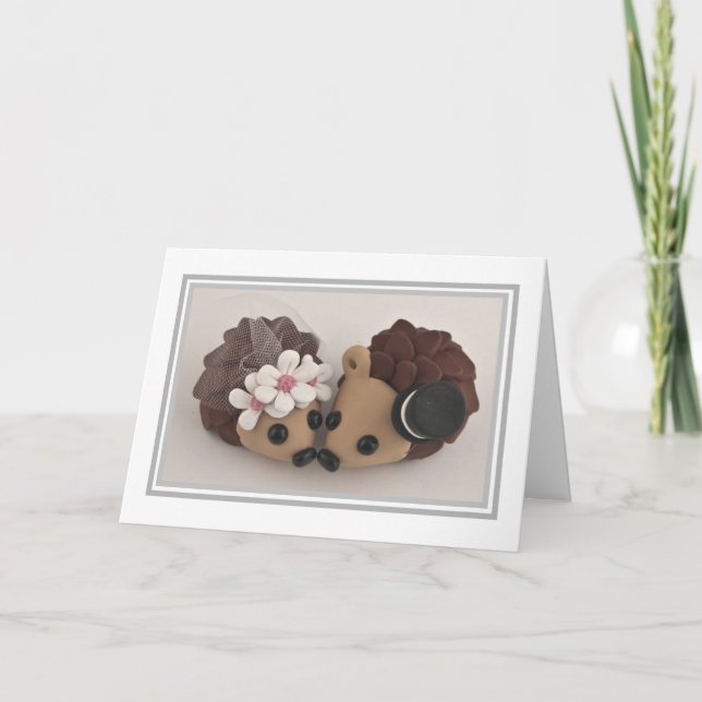 Wedding Card - Hedgehog Bride & Groom (Front)