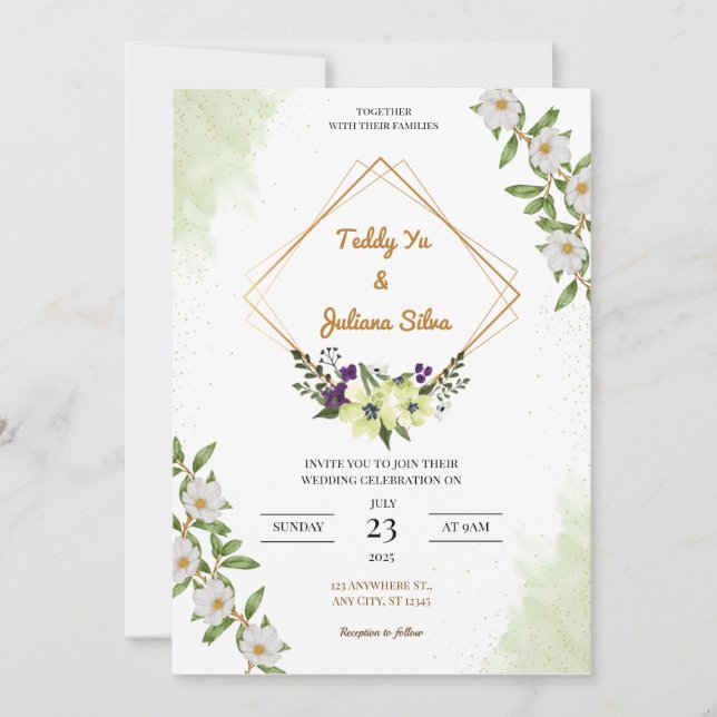 wedding card invitation, customise cards (Front)