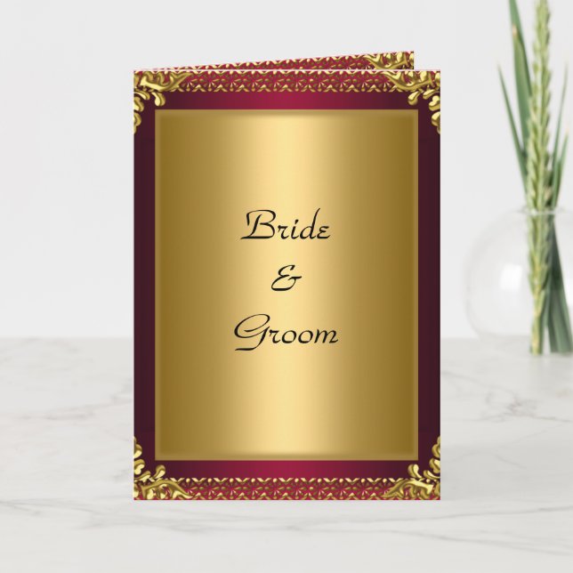 Wedding Card Invitation Gold red (Front)