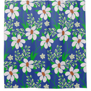 Wedding card or invitation with abstract floral ba shower curtain