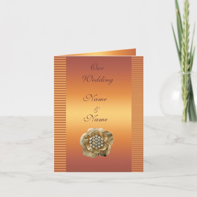 Wedding Card Save the Date Gold Diamond Gold Gem (Front)