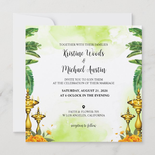 Wedding Card Water Colour Invitation  (Front)