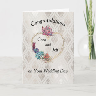 Wedding Card with Heart & Succulents