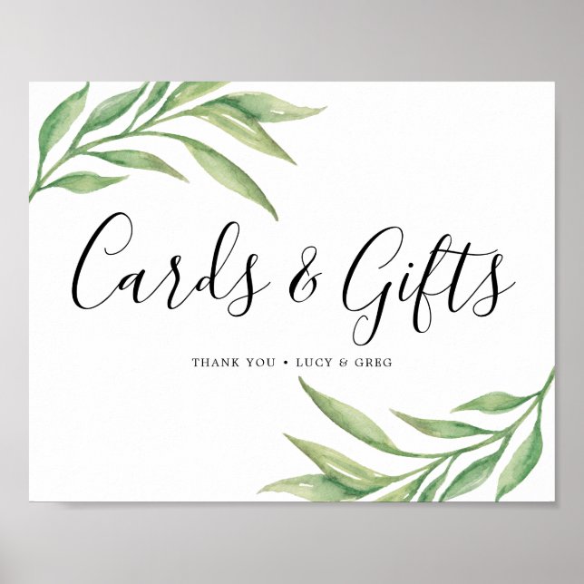 Wedding Cards and Gifts Sign | Botanical Leaves (Front)