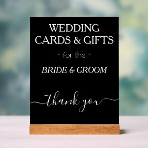 Wedding Cards Black White Typography  Acrylic Sign
