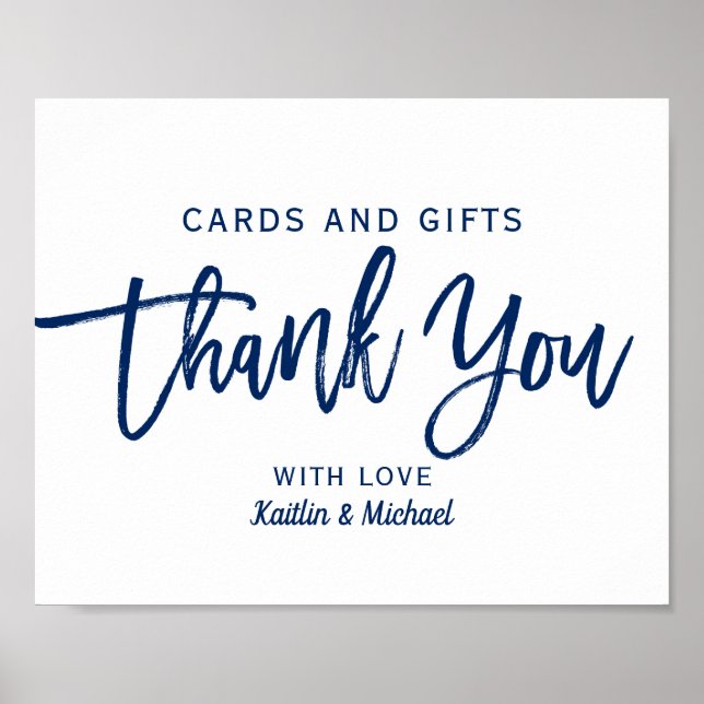 Wedding Cards & Gifts 8x10 Typography | Navy Blue Poster (Front)
