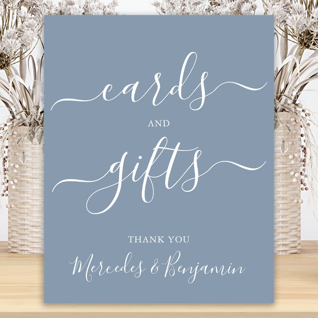 Wedding Cards Gifts Modern Calligraphy Dusty Blue Poster (Creator Uploaded)