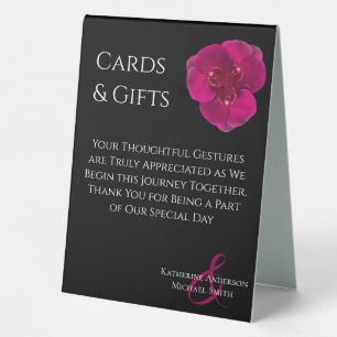 Wedding Cards & Gifts Sign-Black Fuchsia Orchids-