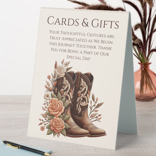 Wedding Cards & Gifts Sign-Cowboy Boots (In SItu (Table))