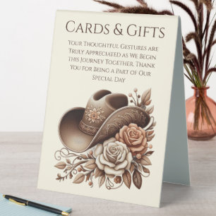 Wedding Cards & Gifts Sign-Cowgirl Hat