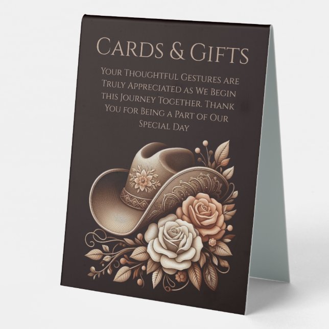 Wedding Cards & Gifts Sign-Cowgirl Hat  (Back)