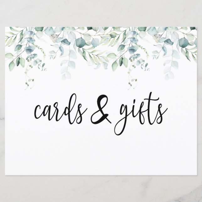 Wedding Cards & Gifts Sign - Eucalyptus Wedding (Front)