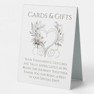 Wedding Cards & Gifts Sign- Flowers with a Heart