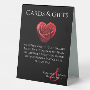 Wedding Cards & Gifts Sign-Heart Shaped Red Rose-