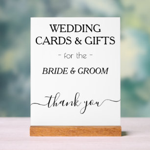 Wedding Cards Gifts White Black Typography Acrylic Sign