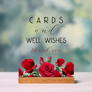 Wedding Cards n Well Wishes Red Roses Acrylic Sign