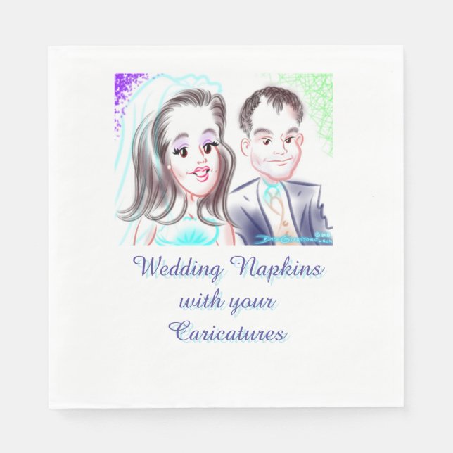 Wedding Caricature Napkins (Front)