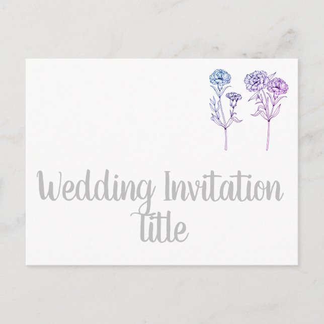 Wedding Carnation Invitation Postcard (Front)