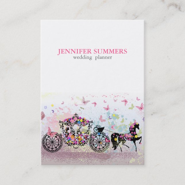 Wedding Carriage With Flowers & Horse Business Card (Front)