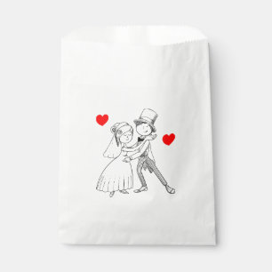 Wedding Cartoon Bride Groom Red Black Just Married Favour Bags