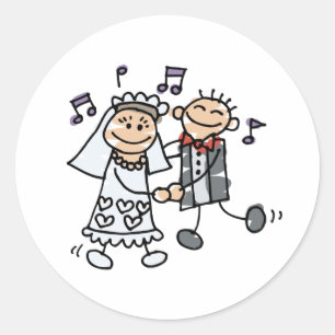 Wedding Cartoon Dance Classic Round Sticker