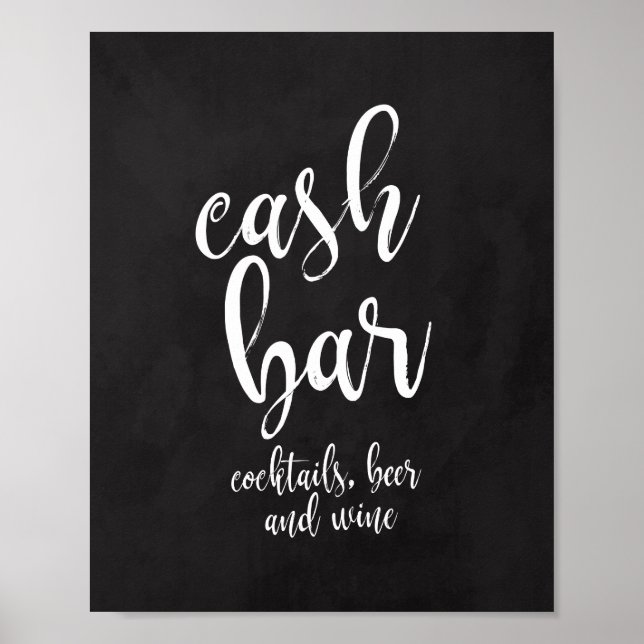 Wedding Cash Bar Chalkboard 8x10 Sign (Front)