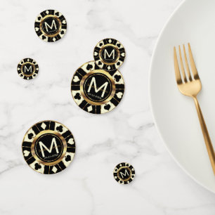 Wedding Casino Poker Chip - Ivory & Black Confetti