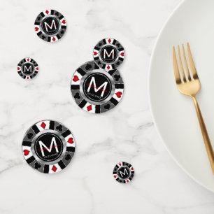 Wedding Casino Poker Chip - Silver & Black Confetti