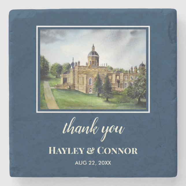 Wedding Castle Howard York England Watercolor Stone Coaster (Front)
