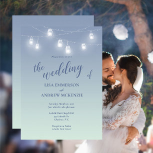 Wedding Casual Theme Soft Blue and White Invitation