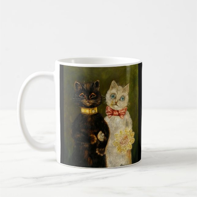 WEDDING CAT COUPLE LOUIS WAIN COFFEE MUG (Left)
