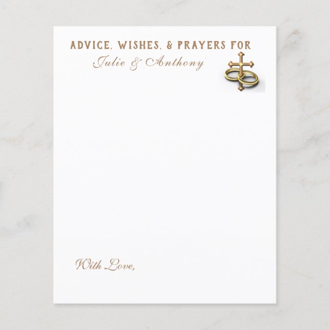 Wedding Catholic Christian Advice Prayers Wishes (Front)