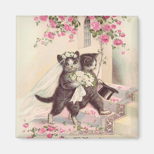 Wedding Cats Bride and Groom Magnet (Front)