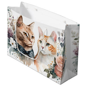 Wedding Cats In Flowers Large Gift Bag