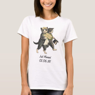 Wedding Cats - Just Married Customise T-Shirt