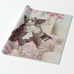 Wedding Cats Light Blue Wrapping Paper