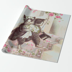 Wedding Cats Light Blue Wrapping Paper