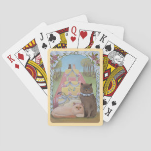 Wedding Cats Personalize Initials Playing Cards