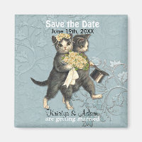 Wedding Cats Save the Date Magnets - Aqua