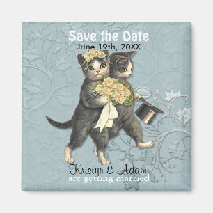 Wedding Cats Save the Date Magnets - Aqua