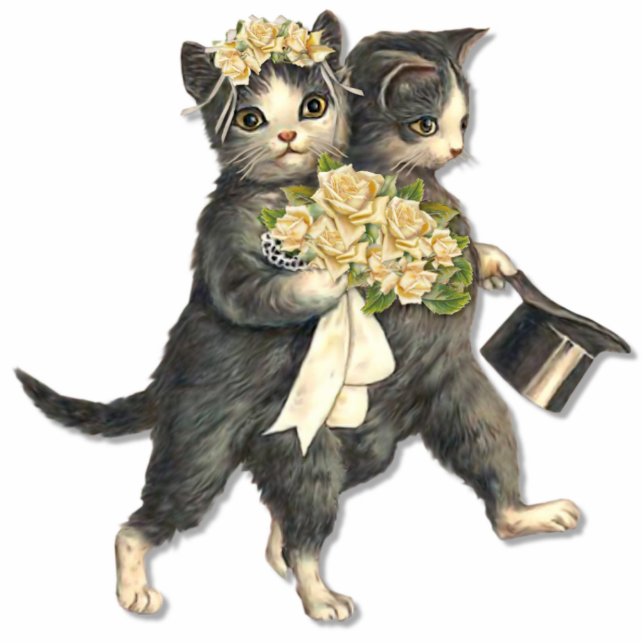 Wedding Cats Standing Photo Sculpture (Front)