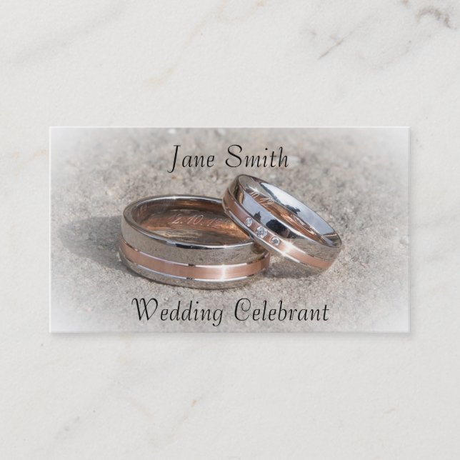 Wedding Celebrant with entwined wedding rings Business Card (Front)