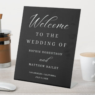 Wedding Celebration Modern Script Welcome Pedestal Sign
