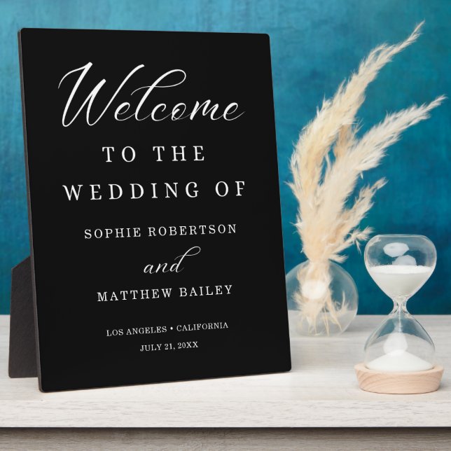 Wedding Celebration Modern Script Welcome Plaque (Side)