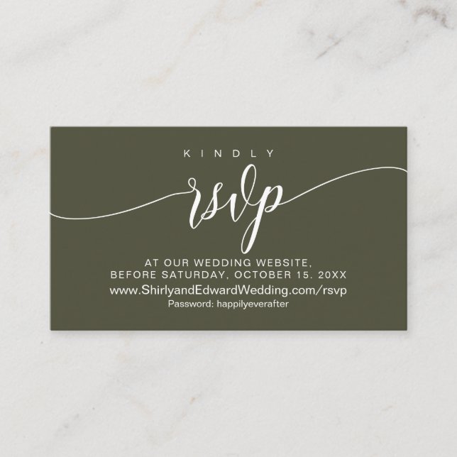 Wedding Celebration Online RSVP, Modern  Enclosure Card (Front)