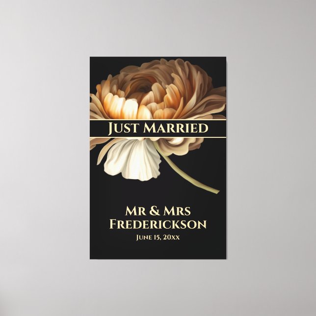 Wedding Celebration Painted Flower Just Married Canvas Print (Front)