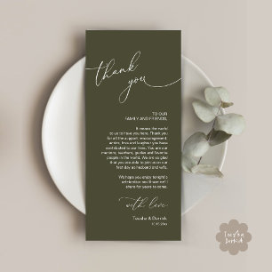 Wedding Celebration Place Setting Thank You Card