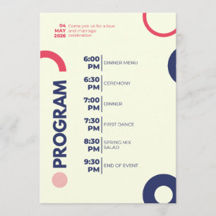 Wedding Celebration Program – Modern Red & Navy Ci Programme