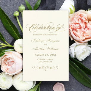 Wedding Celebration Programs Gold Calligraphy